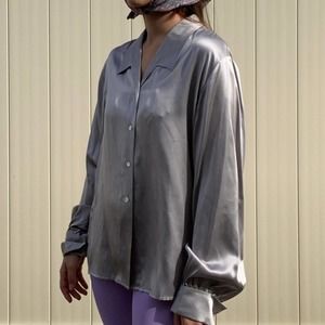 Amanda Smith pure 100% silk button down shirt